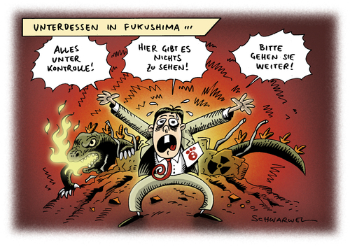 Cartoon: Fukushima (medium) by Schwarwel tagged fukushima,tepco,kernspaltung,spaltung,reaktor,strahlung,karikatur,schwarwel,fukushima,tepco,kernspaltung,spaltung,reaktor,strahlung,akw,atomkraft