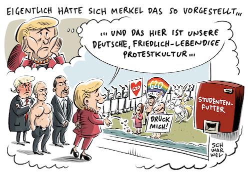 Cartoon: G20 Merkel verurteilt Gewalt (medium) by Schwarwel tagged g20,gipfel,hamburg,deutschland,politik,politiker,staatschefs,regierungschefs,staatsoberhäupter,randale,ausschreitungen,demo,demonstration,globalisierung,globalisierungsgegner,brennende,autos,polizei,wasserwerfer,polizeigewalt,linksextrem,linksextremismus,rote,floa,barrikaden,die,linke,partei,angezündet,karikatur,schwarwel,verwüstung,zerstörung,merkel,arm,armut,reich,reichtum,klimagipfel,klima,umwelt,umweltzerstörung,kapitalismus,kapitalismuskritik,ausbeutung,sozialgefälle,sozial,macht,machthaber,gier,gewalt,sigmar,gabriel,seehofer,bundeskanzlerin,minister,g20,gipfel,hamburg,deutschland,politik,politiker,staatschefs,regierungschefs,staatsoberhäupter,randale,ausschreitungen,demo,demonstration,globalisierung,globalisierungsgegner,brennende,autos,polizei,wasserwerfer,polizeigewalt,linksextrem,linksextremismus,rote,floa,barrikaden,die,linke,partei,angezündet,karikatur,schwarwel,verwüstung,zerstörung,merkel,arm,armut,reich,reichtum,klimagipfel,klima,umwelt,umweltzerstörung,kapitalismus,kapitalismuskritik,ausbeutung,sozialgefälle,sozial,macht,machthaber,gier,gewalt,sigmar,gabriel,seehofer,bundeskanzlerin,minister