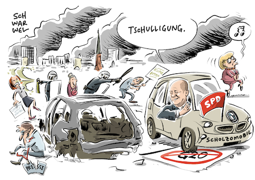 Cartoon: G20 Olaf Scholz (medium) by Schwarwel tagged g20,gipfel,hamburg,politik,politiker,staatschefs,regierungschefs,staatsoberhäupter,randale,ausschreitungen,demo,demonstration,globalisierung,globalisierungsgegner