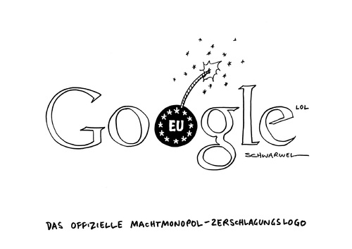 Cartoon: Google Suchmaschinengiganten (medium) by Schwarwel tagged google,suchmaschinen,optimierung,eu,parlament,abstimmung,aufspaltung,gigant,firma,karikatur,schwarwel,europäische,union,google,suchmaschinen,optimierung,eu,parlament,abstimmung,aufspaltung,gigant,firma,karikatur,schwarwel,europäische,union