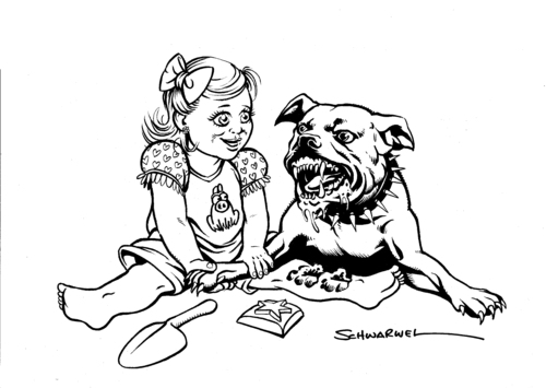 Cartoon: Kind mit Hund (medium) by Schwarwel tagged kind,hund,bottrops,illustration,schwarwel,spiel,spielen,kinder,kind,tochter,hund,haustiere,spielen,spielplatz,bottrops