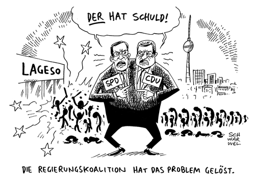 Cartoon: Lageso Berlin Flüchtlingsamt (medium) by Schwarwel tagged lageso,berlin,flüchtlingsamt,flüchtlinge,flüchtlingspolitik,asyl,asylsuchende,spd,cdu,karikatur,schwarwel,regierung,regierungskoalition,chaos,krise,landesamt,für,gesundheit,und,soziales,anträge,asybewerber,verwaltungskrise,flüchtlingskrise,lageso,berlin,flüchtlingsamt,flüchtlinge,flüchtlingspolitik,asyl,asylsuchende,spd,cdu,karikatur,schwarwel,regierung,regierungskoalition,chaos,krise,landesamt,für,gesundheit,und,soziales,anträge,asybewerber,verwaltungskrise,flüchtlingskrise