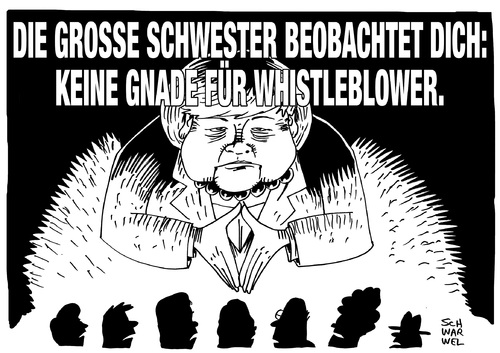Cartoon: Merkel NSA Aufklärer Anzeige (medium) by Schwarwel tagged merkel,nsa,aufklärer,strafanzeige,schriftliche,warnung,kanzlerin,kanzleramt,whistleblower,keine,gnade,big,brother,is,watching,you,karikatur,schwarwel,merkel,nsa,aufklärer,strafanzeige,schriftliche,warnung,kanzlerin,kanzleramt,whistleblower,keine,gnade,big,brother,is,watching,you,karikatur,schwarwel
