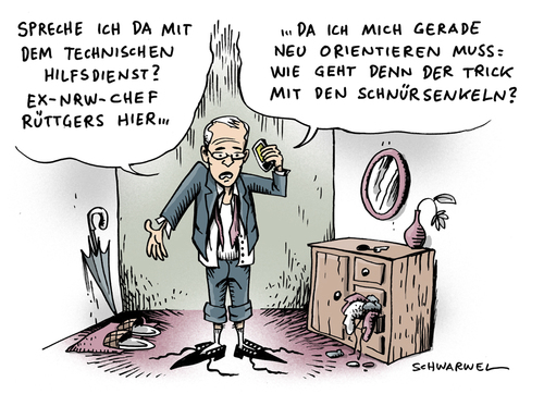 Cartoon: Rüttgers gliedert sich wieder e (medium) by Schwarwel tagged jürgen,rüttger,eingliederung,politik,partei,nrw,chef,karikatur,schwarwel