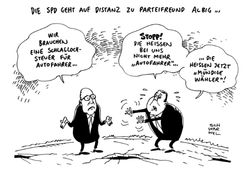 Cartoon: Schlagloch Steuer SPD Albig (medium) by Schwarwel tagged schlagloch,steuer,spd,distanz,parteifreund,albig,karikatur,schwarwel,schlagloch,steuer,spd,distanz,parteifreund,albig,karikatur,schwarwel