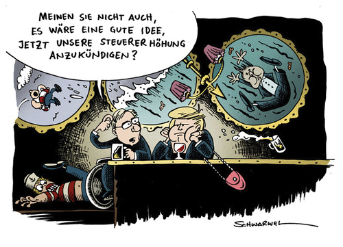 Cartoon: Steuererhöhung durch Koalition (medium) by Schwarwel tagged steuererhöhung,koalition,steuer,erhöhung,karikatur,schwarwel