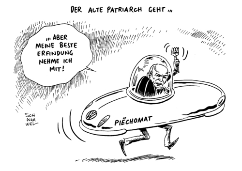 Cartoon: VW Piech legt alle Ämter nieder (medium) by Schwarwel tagged vw,piech,niedrlegung,amt,ämter,altpatriarch,karikatur,schwarwel,vw,piech,niedrlegung,amt,ämter,altpatriarch,karikatur,schwarwel