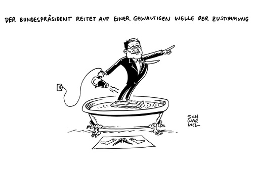 Cartoon: Zufrieden mit Gaucks Arbeit (medium) by Schwarwel tagged mehrheit,umfrage,karikatur,zustimmung,welle,bundespräsident,politik,deutschland,job,arbeit,gauck,deutsche,schwarwel,umfrage,mehrheit,deutsche,gauck,arbeit,job,deutschland,politik,bundespräsident,welle,zustimmung,karikatur,schwarwel