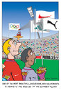 Cartoon: A Moving Momement (small) by etc tagged olympic games sports flags big companies money