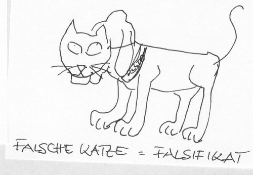 Cartoon: Katzenlexikon (medium) by manfredw tagged falsifikat,täuschung,fälschung,hund,katze