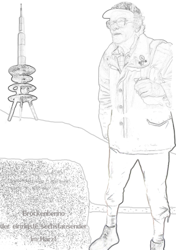 Cartoon: Brockenbenno (medium) by Peter Losch tagged brocken,wandern,person,prominent,guinnessbuch,harz,berg,sachsen,anhalt,schierke