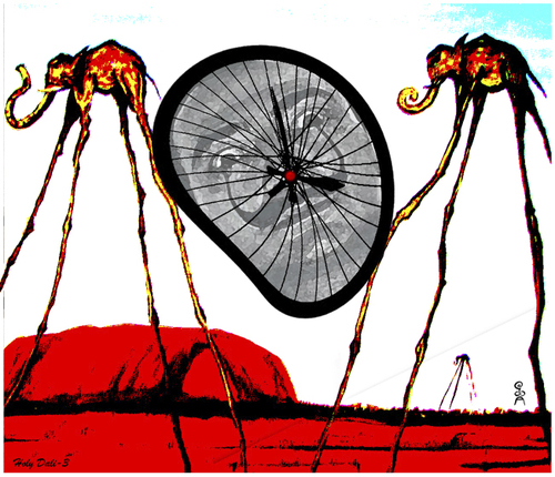 Cartoon: holy dali 3 (medium) by edda von sinnen tagged sinnen,von,edda,composing,hommage,cartoon,heilig,fahrräder,surealismus,surealism,of,master,bicycles,dali,salvador