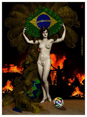 Cartoon: Ramba Samba (medium) by edda von sinnen tagged wm,2014,brasilien,korruption,fifa,proteste,arm,reich,composing,cartoon,illustration,edda,von,sinnen,zenundsenfworld,cup,fussball,soccer