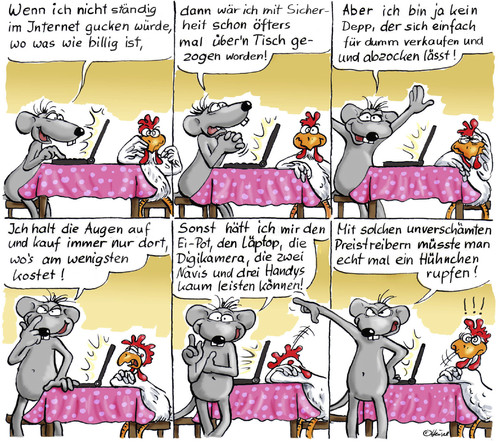 Cartoon: Billigheimer (medium) by Ratte Ludwig tagged ratte,ludwig,billig,preistreiber,huhn,gerda