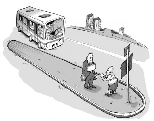 Cartoon: bus stop training (medium) by tinotoons tagged bus,box,
