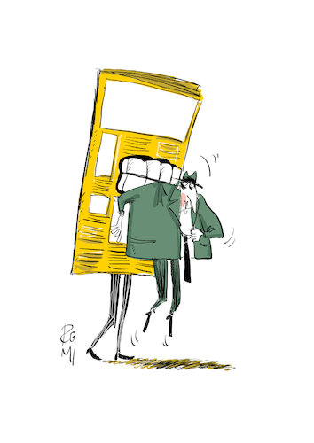 Cartoon: newspaper (medium) by romi tagged newspaper,magazine,man,surprise,politics