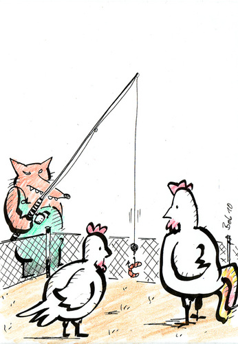 Cartoon: Du Fuchs! (medium) by bob tagged fuchs,huhn,angeln