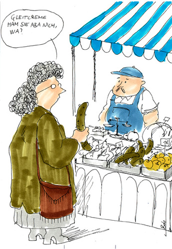 Cartoon: Gleitcreme (medium) by bob tagged gleitcreme,gurke,lube,markt,market