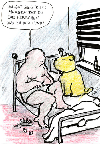 Cartoon: Hund und Herr (medium) by bob tagged hund,herr
