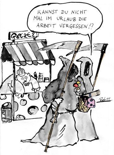 Cartoon: workaholic (medium) by bob tagged tod,eis,eismann,arbeit,urlaub,ferien,gelati,bob,hack,sensenmann
