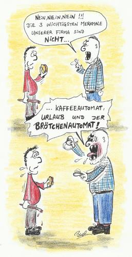 Cartoon: Merkmale (medium) by Busch Cartoons tagged firma,brötchen,kaffee,chef,pause,arbeit