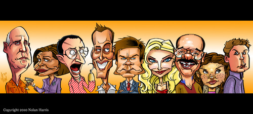 Cartoon: Arrested Development Cast (medium) by nolanium tagged arrested,development,caricature,nolan,harris,nolanium