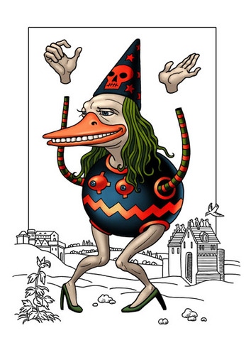 Cartoon: Wizard (medium) by kernunnos tagged duck,breath,draino,hat,cat,fat,gonzogas,headlights,hooters