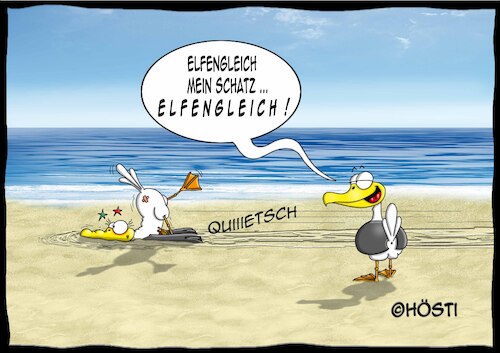 Cartoon: Elfengleich (medium) by Hösti tagged ein,kompliment,kann,nicht,schaden