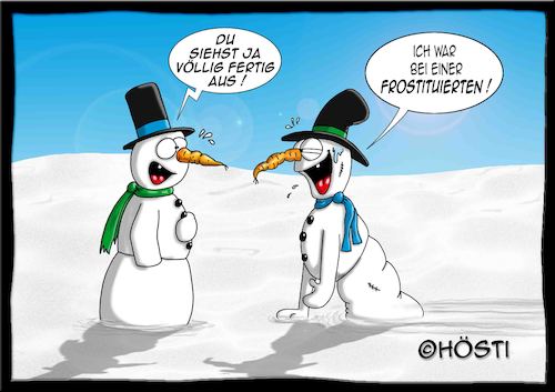 Cartoon: Höstis Die Schneemanns (medium) by Hösti tagged hösti,cartoons,hoesti,stephan,höstermann,schneemann,die,schneemanns,winter,glühwein,frost