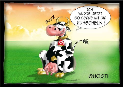Cartoon: Höstis Kuh Elsa (medium) by Hösti tagged hösti,cartoons,hoesti,stephan,höstermann,kuh,kühe,elsa