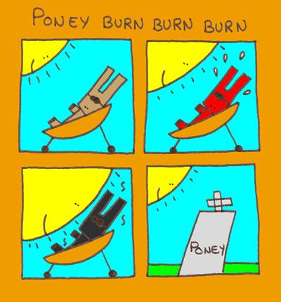 Cartoon: Poney burn burn burn (medium) by lpedrocchi tagged poney,sun,burn