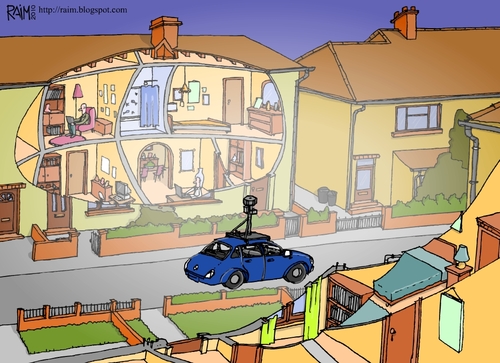 Cartoon: Google street car (medium) by raim tagged google,street,car