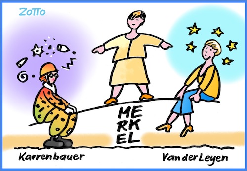 Cartoon: Auf der Schaukel (medium) by Zotto tagged eu,kanzlerschaft,bundeswehr