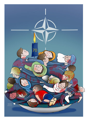 Cartoon: 70th Anniversary  of NATO! (medium) by Shahid Atiq tagged afganistan