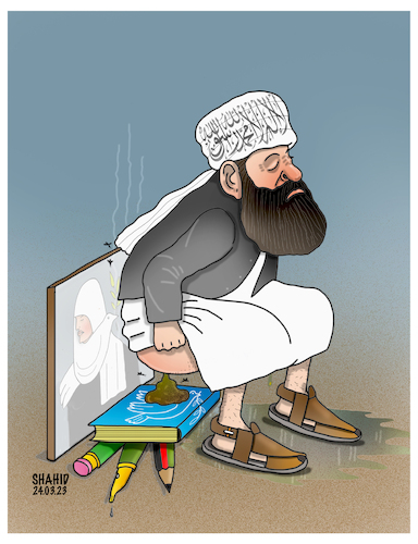 Cartoon: ... Against Education! (medium) by Shahid Atiq tagged afghanistan