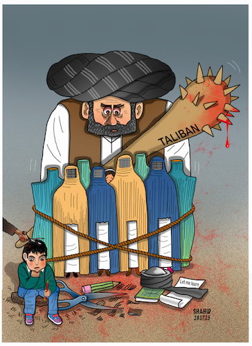 Cartoon: Afghan women in captive! (medium) by Shahid Atiq tagged afghanistan