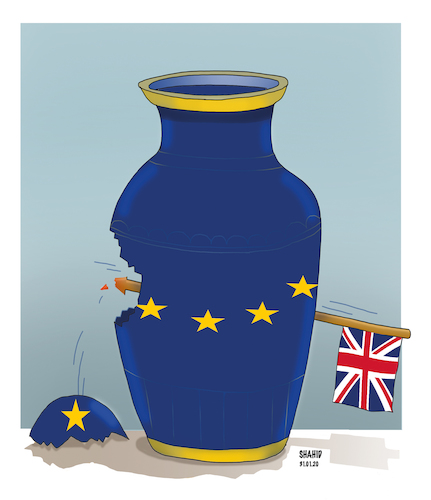 Cartoon: Brexit evening ! (medium) by Shahid Atiq tagged eu