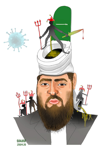 Cartoon: COVID -19 and Religion ! (medium) by Shahid Atiq tagged afghanistan