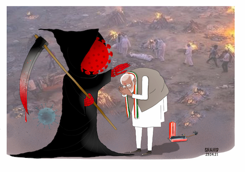 Cartoon: Deep sympathy and sorrow with In (medium) by Shahid Atiq tagged india