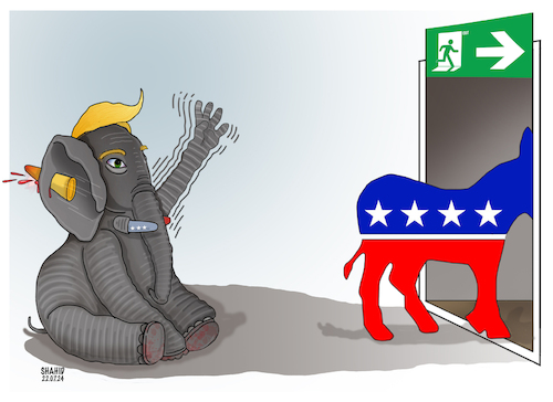 Cartoon: Exit door for Biden! (medium) by Shahid Atiq tagged usa
