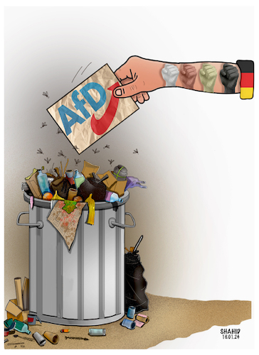 Cartoon: Gemeinsam gegen Rechts! (medium) by Shahid Atiq tagged germany
