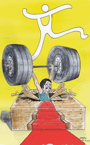 Cartoon: Heavyweight (medium) by Shahid Atiq tagged heavy,weight,winner