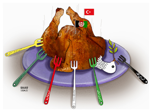 Cartoon: Istanbul peace talks ! (medium) by Shahid Atiq tagged afghanistan