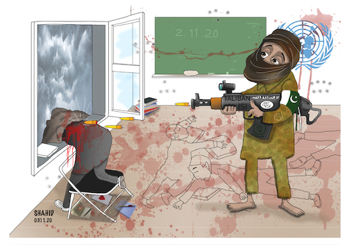 Cartoon: Kabul terror attack ! (medium) by Shahid Atiq tagged afghanistan