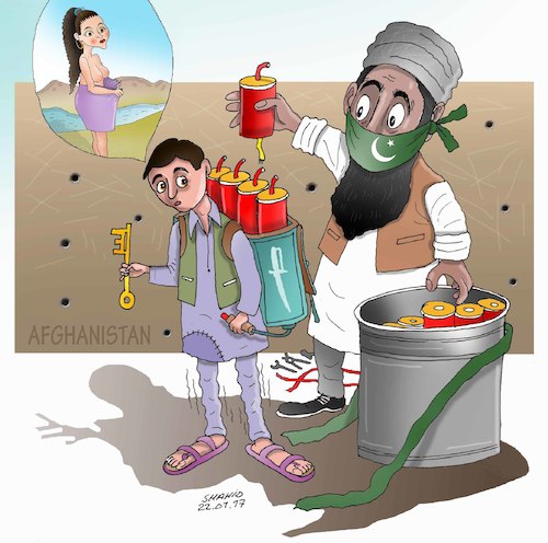 Cartoon: Key of Paradise ! (medium) by Shahid Atiq tagged trump,afghanistan,safi,shahid,bahar,ieba,rayian,musa,kart,crni