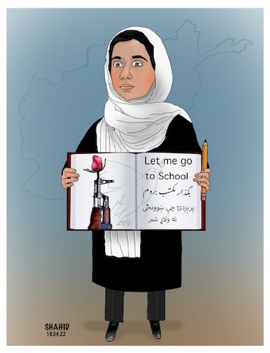 Cartoon: Let me to learn! (medium) by Shahid Atiq tagged afghanistan