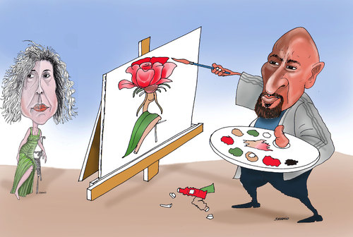 Cartoon: Muharrem Akten and Menekse (medium) by Shahid Atiq tagged 074