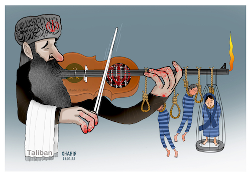 Cartoon: Mullah and Akhund  Instrumental! (medium) by Shahid Atiq tagged afghanistan
