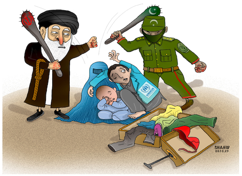 Cartoon: Neighbors  inhumanity! (medium) by Shahid Atiq tagged afghanistan
