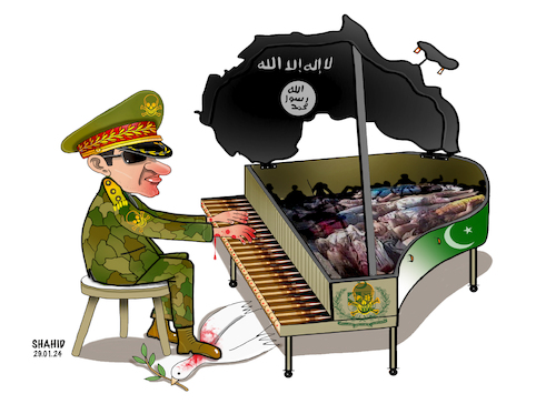 Cartoon: state of terrorism! (medium) by Shahid Atiq tagged afghanistan